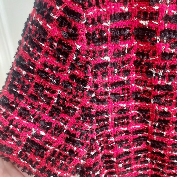 St. John Red Black Silver Short Sleeve Tweed Dress - Picture 9 of 9
